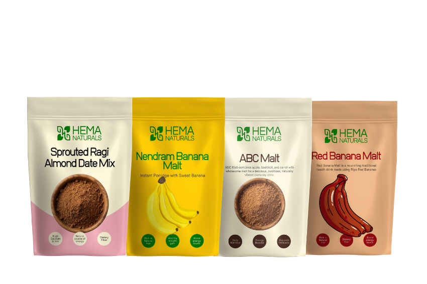 250g ABC malt + 250g Red Banana malt + 250g Nendra Banana malt + 250g Ragi Choco Main image